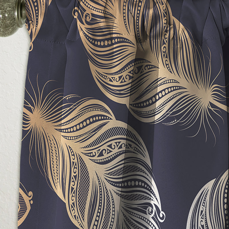 Motif à plumes - Rideau simple occultant abstrait Southwestern, L 52 po x L 90 po