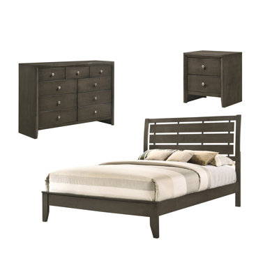 Ensemble de chambre à coucher 3 pièces avec commode Ardent