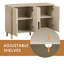 Buffet 4 portes avec tablettes réglables, console de rangement moderne avec poignées arquées uniques pour la salle à manger, la cuisine et le salon - grain de bois naturel-542347658