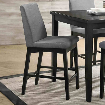 Chaises contemporaines à hauteur de comptoir 2 pièces avec siège rembourré en bois de noyer foncé