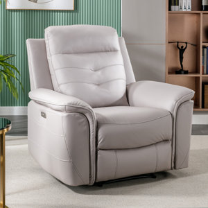 Alteo 39" Wide Modern Vegan Leather Power Recliner Chair with USB