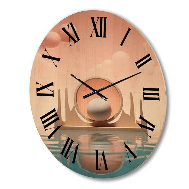 Graphic Bliss Retro Futuristic Architecture IV - Horloge murale en bois, Grand