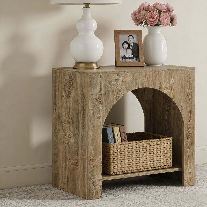 Wood Nightstand With Storage, Modern Night Stand For Bedroom, 27.56" W X 15.75" D X 25.59" H, Light Oak