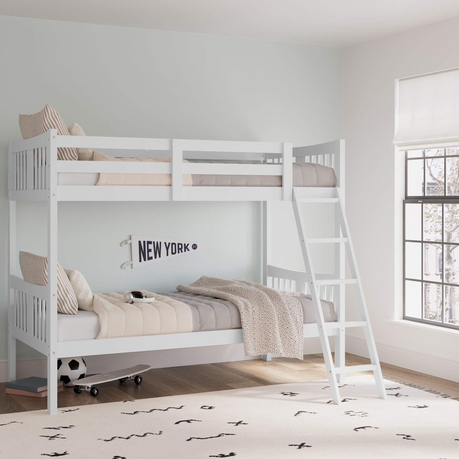 Caribou Storkcraft Solid Hardwood Twin-over-Twin Bunk Bed, White