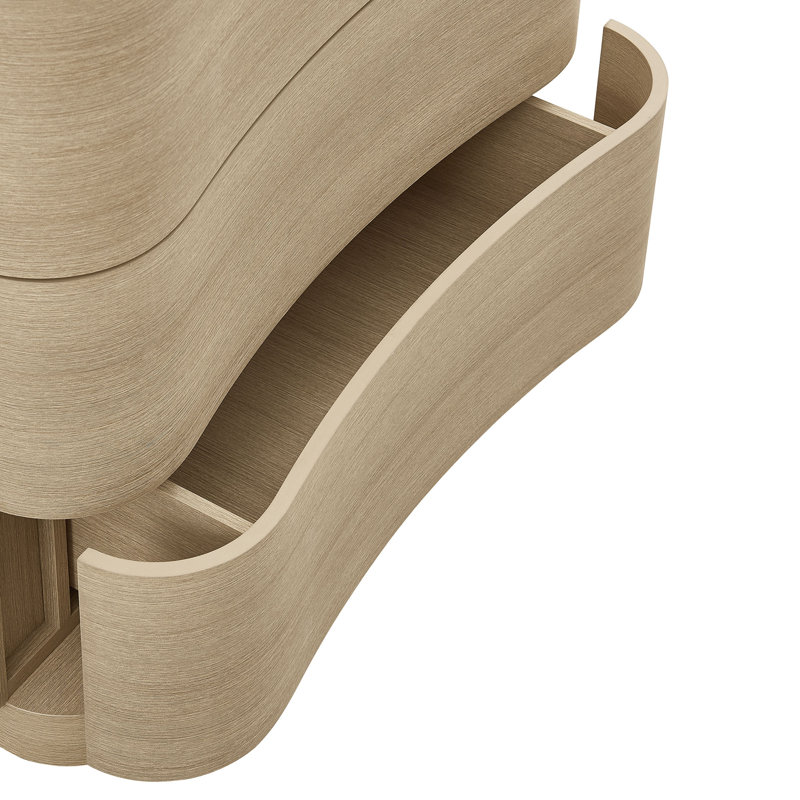 Commode compacte incurvée à 3 tiroirs Mirae, Chêne clair brossé