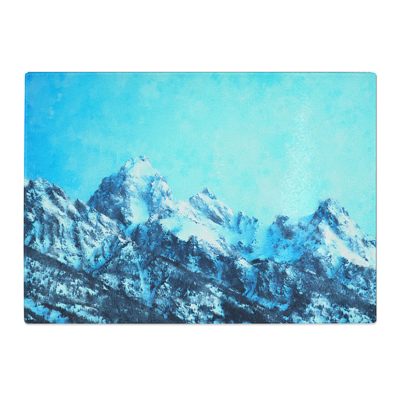 Tempered Glass Mountain Blues Chopping Board, 28.5 cm x 39 cm