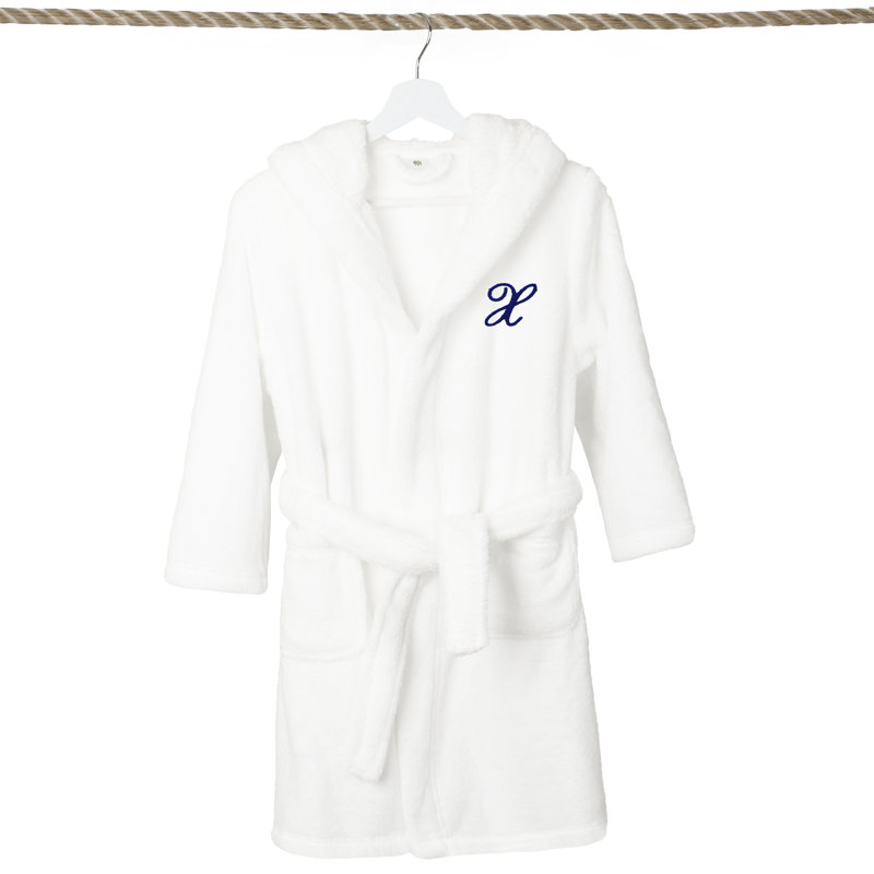 Peignoir en molleton mi-mollet personnalisé pour enfants avec poches et capuche, L, X