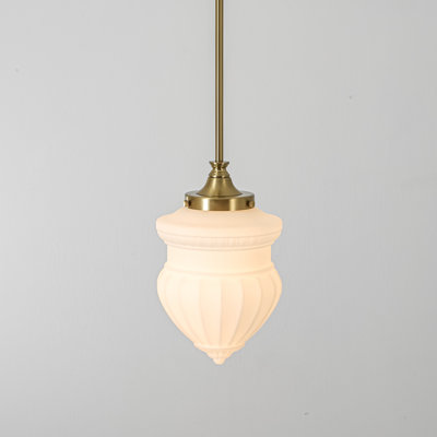 Suspension convertible Buckminster à 1 lumière en verre opalin vintage