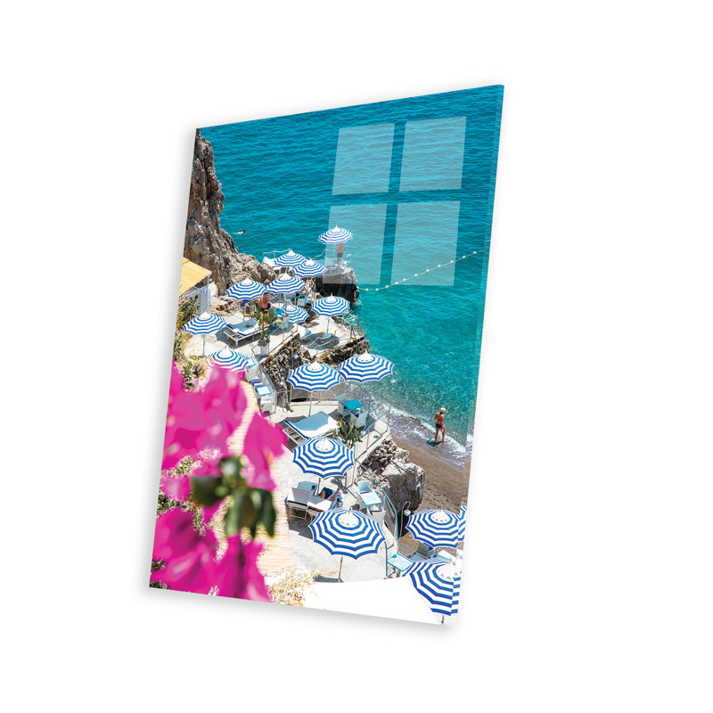 «Positano Beach Umbrella Flowers On Plastique / Acrylique» par Victoria Metaxas, peinture