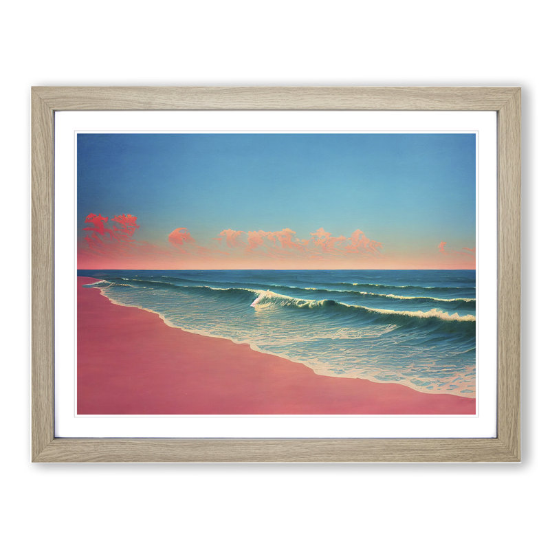XH1022-7551X Rose Beach Vol.2 - Single Picture Frame Painting, 46cm H x 64cm W x 2cm D, Oak 