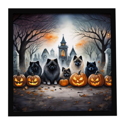 «Keeshond Spooky Halloween», reproduction d'art encadrée