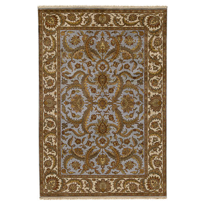 High-Quality Hand-Knotted Light Blue And Ivory Area Rug