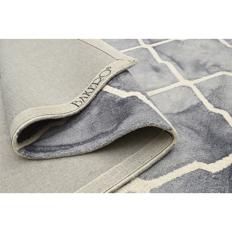 Geometric Wool Hand Woven Area Rug, Rectangle 152 x 244cm