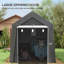 Galvanized Steel 3.6x2.1m Portable Outdoor Shed, Dark Grey with Window, Waterproof UV Resistant for Garden Storage