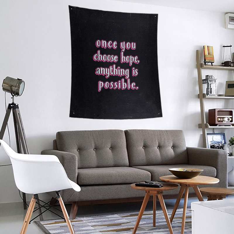 Tapisserie tableau noir en polyester, citation d’espoir, H 80 po x l 68 po, Rose