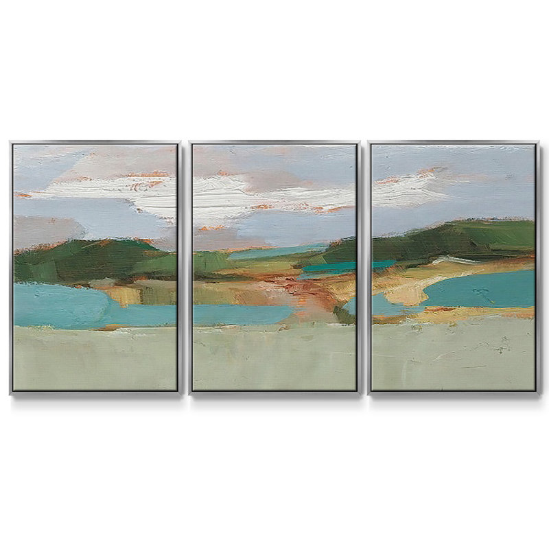 High Noon Vista Study II - Toile encadrée à pièces multiples - 2870150C, H 24 po x l 48 po x P 2 po, Encadrement argenté