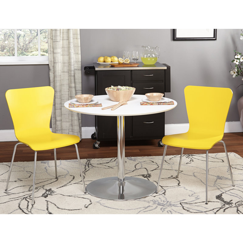 Ensemble de salle à manger Theotis, Jaune, 3 pièces : 1 table, 2 chaises