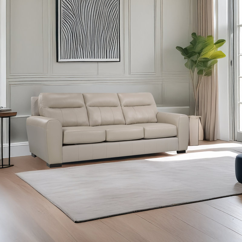 Canapé en cuir Barton, taupe, 3, H 37 po x l 89 po x P 37 po