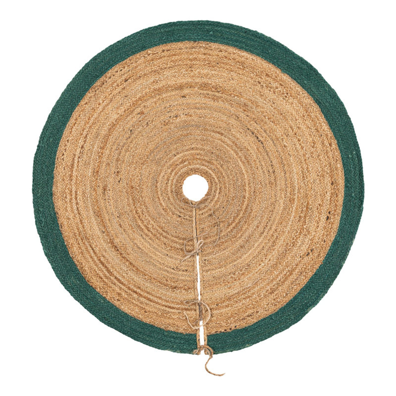 Jupe d'arbre de Noël à tisser Unique, Vert / beige, Rond 4 pi 1 po