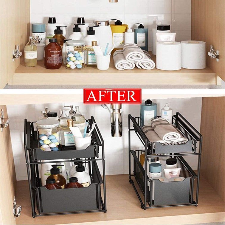 stackable 2-tier under sink cabinet organizer