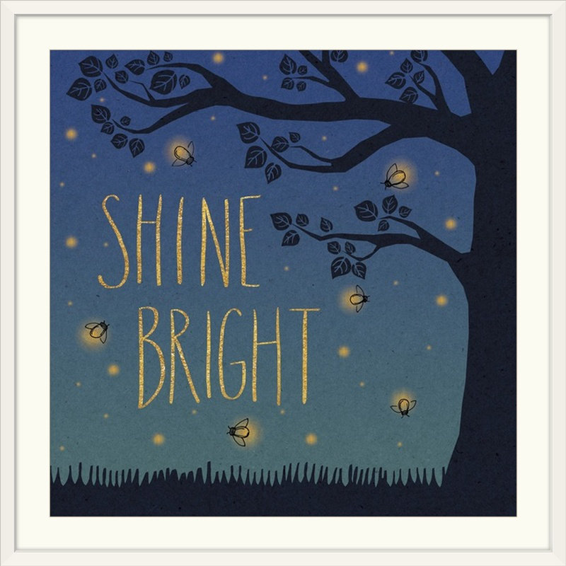 « ii » par laura marshall, impression Twilight Fireflies, Cadre blanc, H 32 po x l 32 po x P 1 po