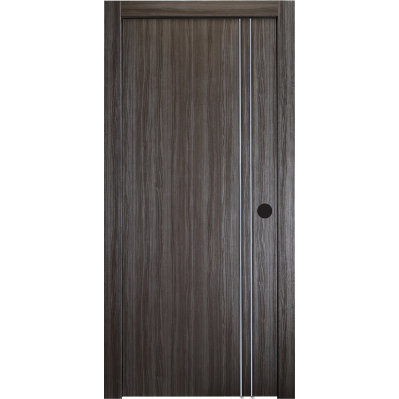 Porte standard affleurante en bois manufacturé Palladio, 36 po x 80 po, Chêne gris, Ouverture à gauche