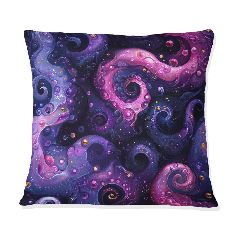Coussin décoratif mauve, fluide et rose II, H 18 po x l 18 po