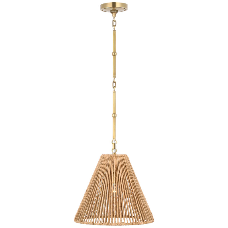 Goodman Pendant by Thomas O'Brien, 12.75" H x 15" W x 15" D, Hand Rubbed Antique Brass