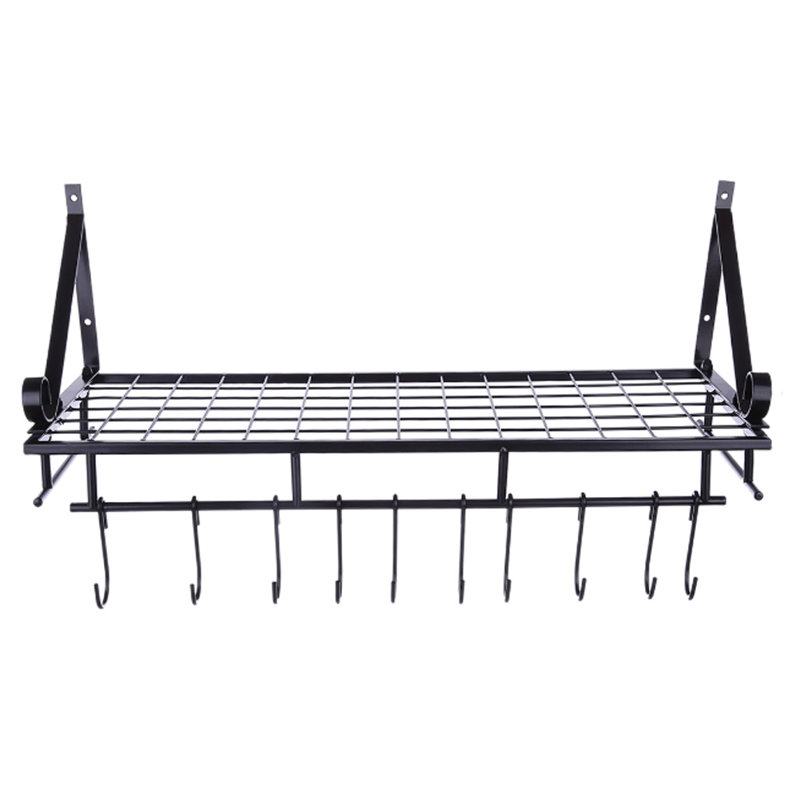 Metal Handcrafted Rectangle Wall Mounted Pot Rack, 25cm H x 45cm W x 24cm D