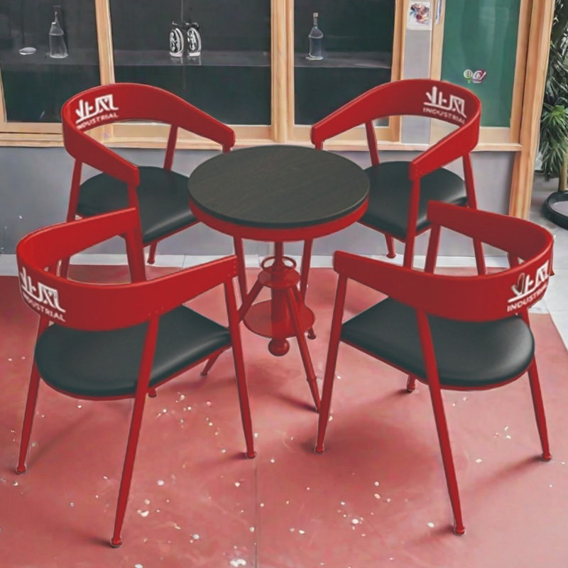 Ragheb 4 - Person Solid Wood Top Pedestal Base Dining Set, Red