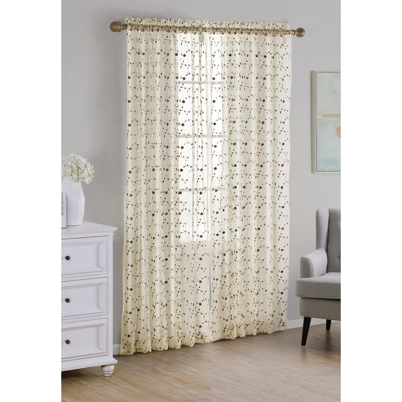  Panneau de rideau simple diaphane en polyester