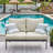 Metal Outdoor&Indoor Person Seating Sofa Patio Loveseat With Wicker Backrest & Cushions