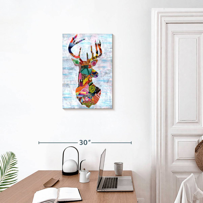 Cerf Brampt abstrait, H 24 po x l 16 po
