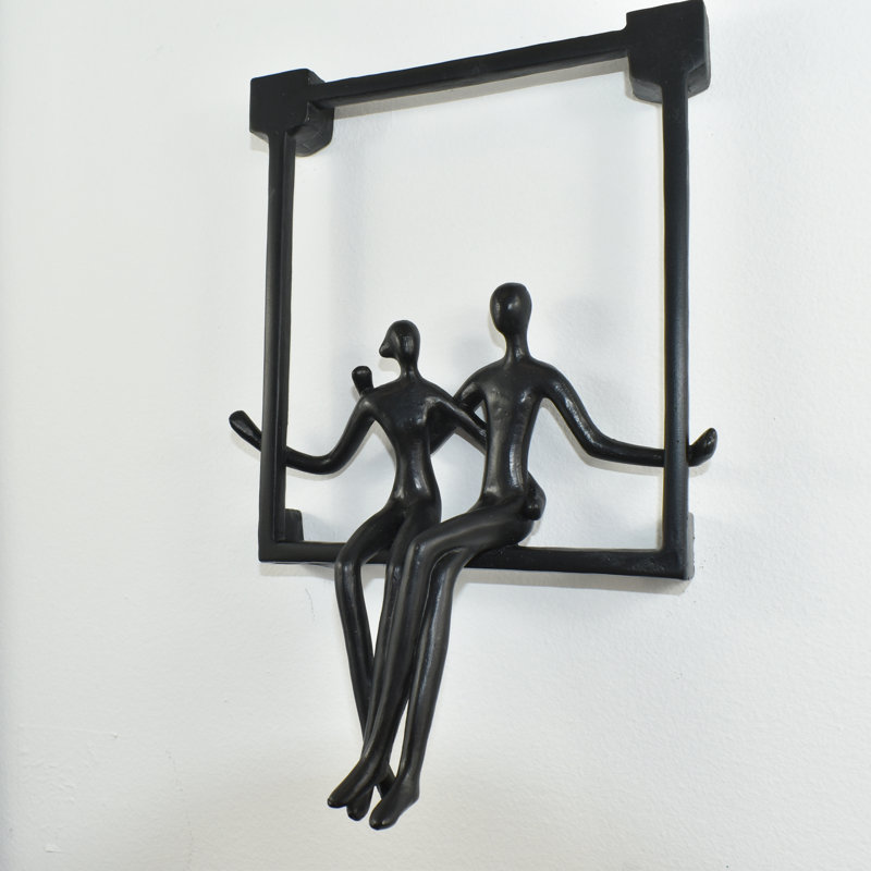 Sculpture de couple Adam et ses amis, Noir