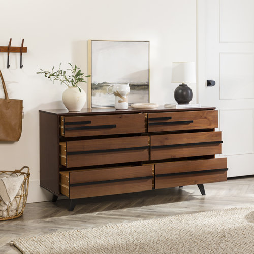 Wade Logan® Amiliya Modern Solid Wood Detailed 6-Drawer Dresser ...