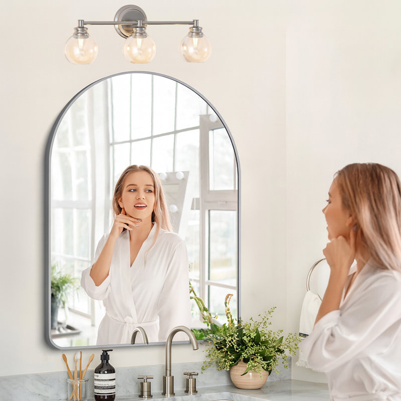 3-Light Dimmable Bathroom Vanity Light, Modern Light Fixtures with  with Clear Glass Shades (3 B11 Bulbs Included), Nickel