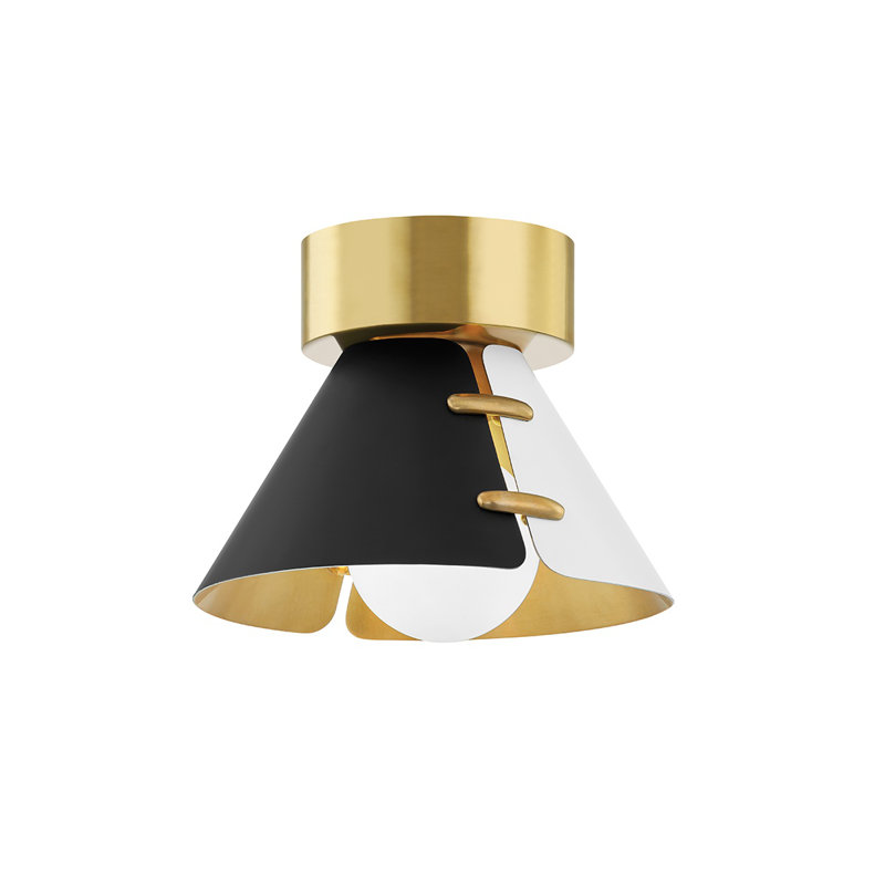 Aged Brass Modern Globe Pendant Light with Black & White Shade