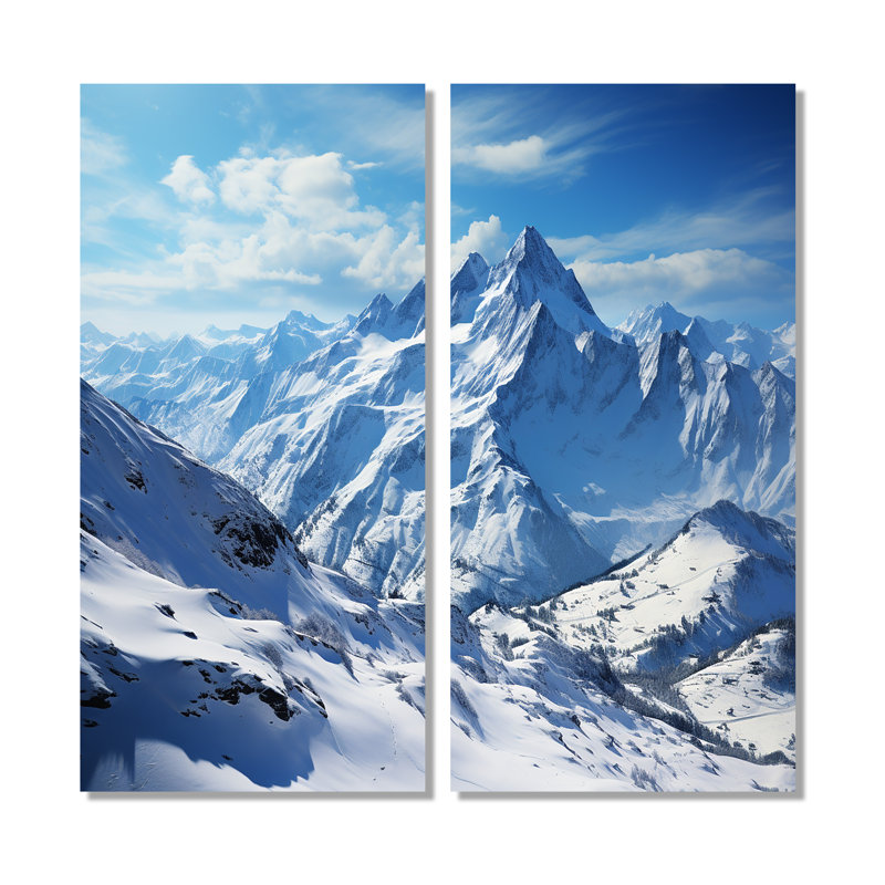 «French Snowy Peaks In The Alpes II», impressions sur toile, paysages de France, 40" H x 40" W, Wrapped Canvas