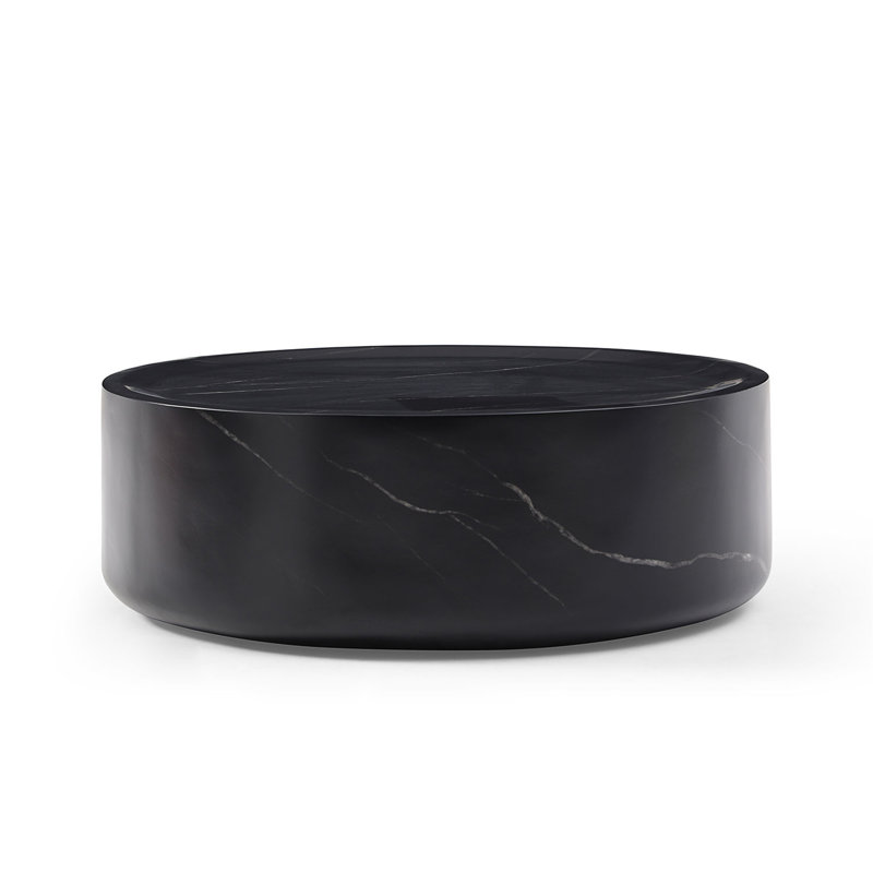 Coffee Table,Cocktail table,Living room table with Round top, 11.81" H x 35.43" L x 35.43" W, Black