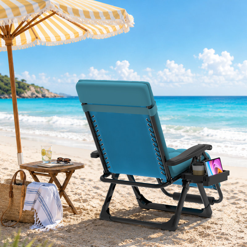 Zero Gravity Recliner Chair With Cushion, Adjustable 90°–170° Folding Lounge Chair, Heavy-Duty Outdoor Patio Recliner With Aluminum Alloy Lock, 500 Lbs Capacity For Patio, Beach & Garden