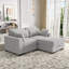 Canapé modulaire réversible en L 3 pièces avec repose-pieds et rangement, collection de canapés en velours côtelé-99470643
