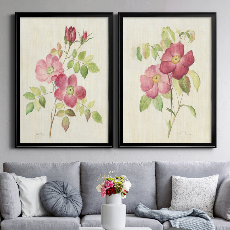 «Dusty Rose I», ensemble de 2 peintures sur toiles, Black Framed Canvas, H 30,5 po x l 42,5 po x P 3 po