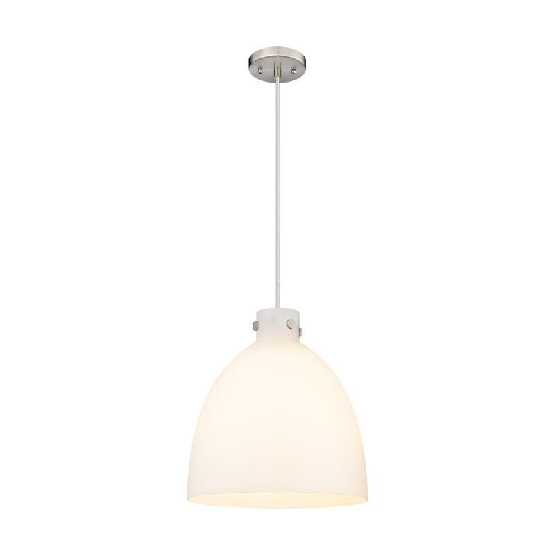 Luminaire suspendu à 1 lumière Badgett, Blanc, H 16 po x l 14 po x P 14 po, Nickel satiné