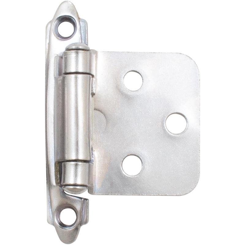 Charnière encastrée à fermeture automatique, Chrome poli, H 1 po x l 2,5 po x P 1 po