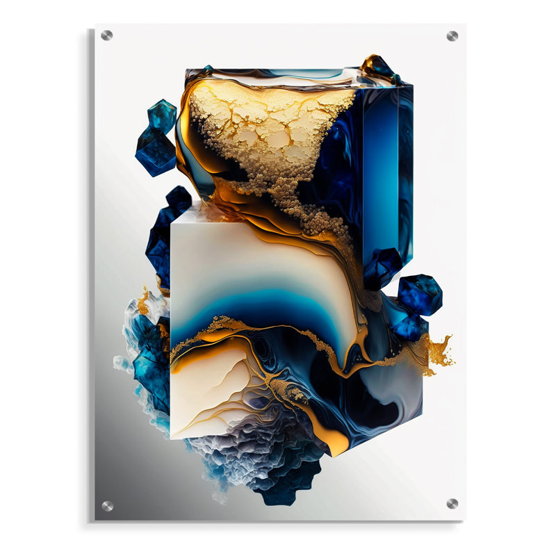 Abstract Geode Modern Shape - Abstract Marble Acrylic Wall Art For Kitchen, 40" H x 30" W