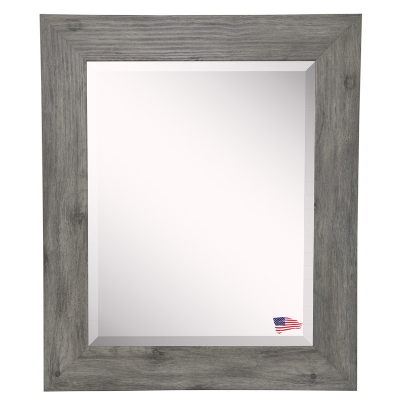 Euin Wood Wall Mirror, 32.5" H x 38.5" W, Gray