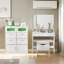Ensemble de coiffeuse et meuble-lavabo 2 pièces avec commode à lumière DEL et coiffeuse