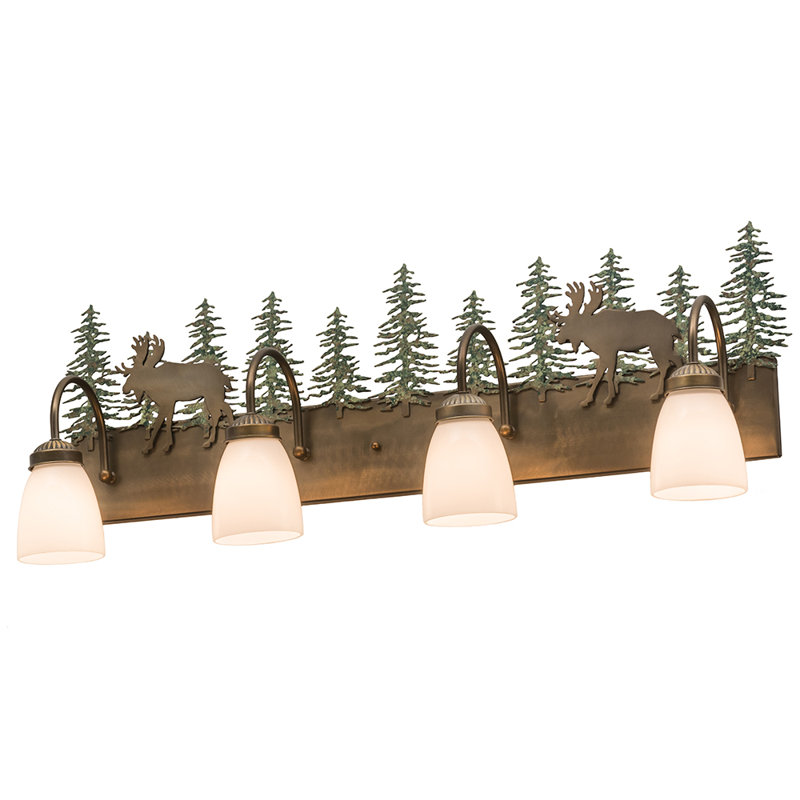 Rustic Lodge 4 - Light Vanity Light, Antique Copper/Green