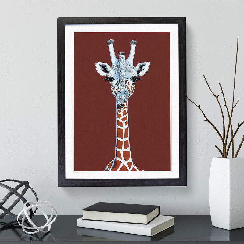 Unique Giraffe - Single Picture Frame Print, Black Framed, 64cm H x 46cm W x 2cm D