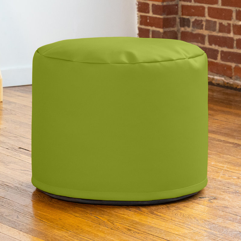 Spring Modular Pouf Classroom Bean Bag Seat, Premium Vinyl, Green Faux Leather